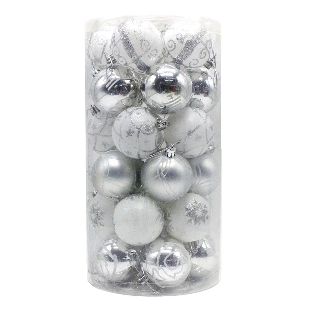 Silver 30-Piece 6cm Electroplated Christmas Baubles