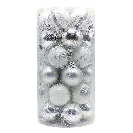 Silver 30-Piece 6cm Electroplated Christmas Baubles