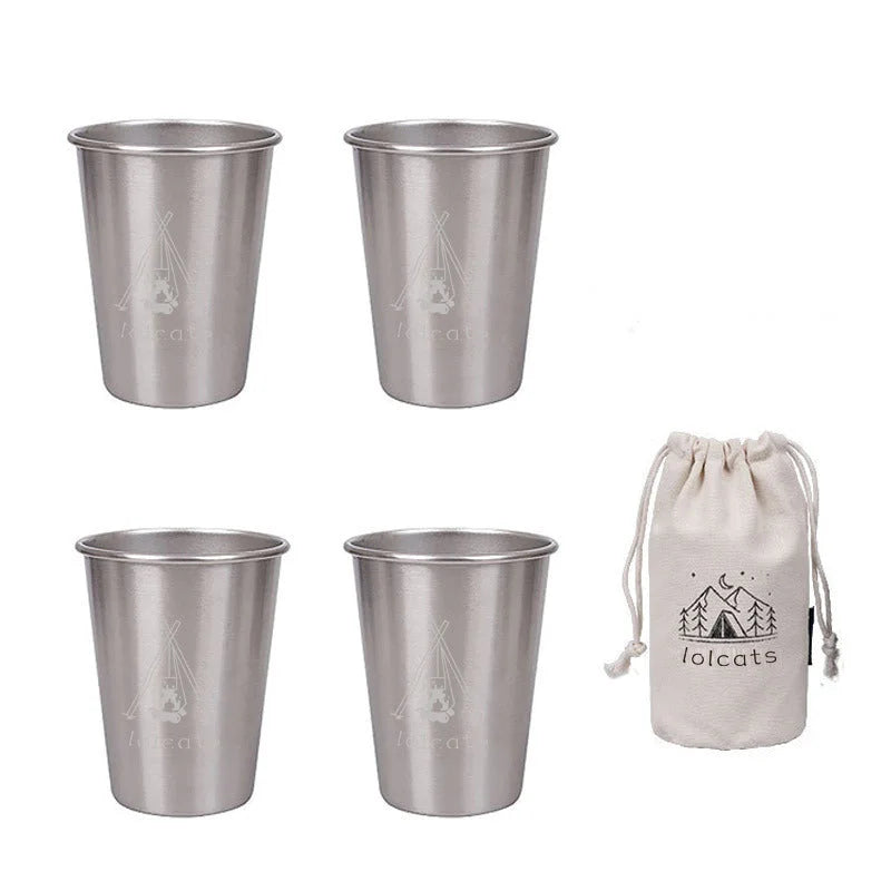 Silver 304 Stainless Steel Camping Cup - 350ml Outdoor