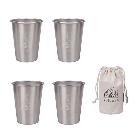 Silver 304 Stainless Steel Camping Cup - 350ml Outdoor