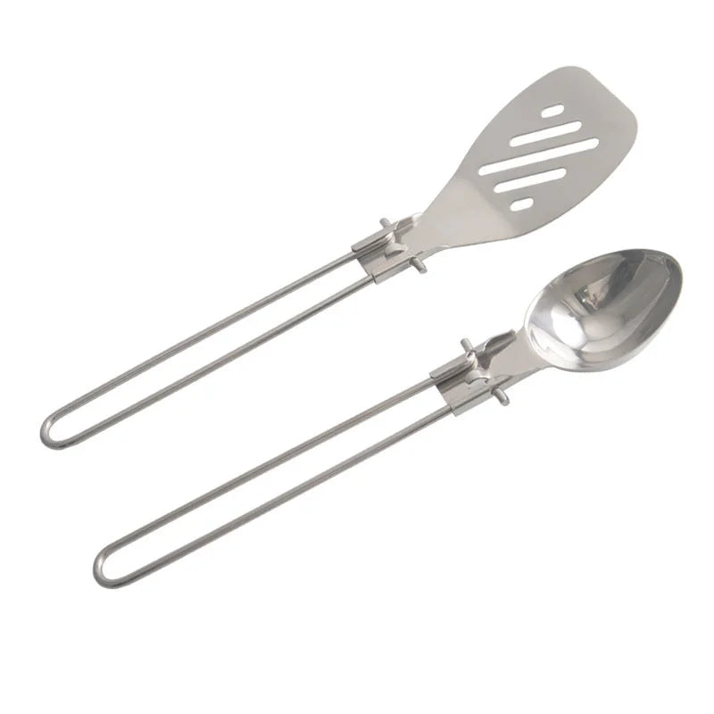 Silver 304 Stainless Steel Folding Camping Ladle - 2 Pack