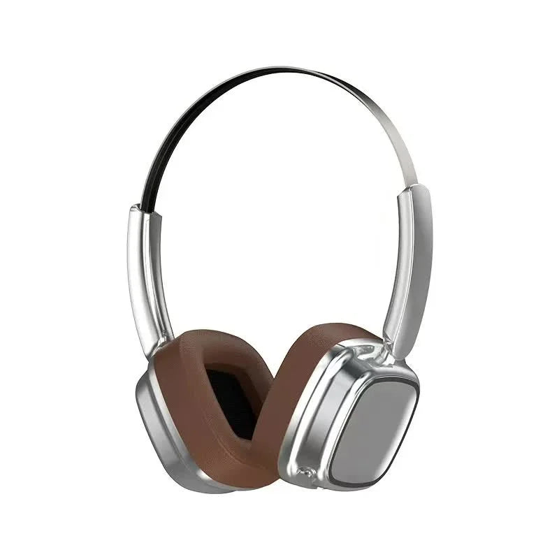 Silver And Brown Compact Retro Headphones - Wireless