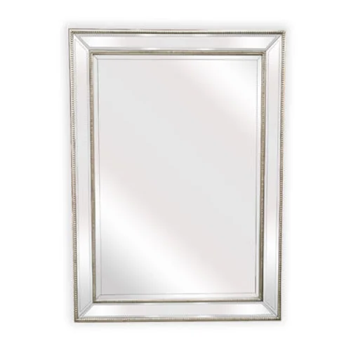 Silver Beaded Framed Mirror Rectangle - 80cm x 110cm - Home
