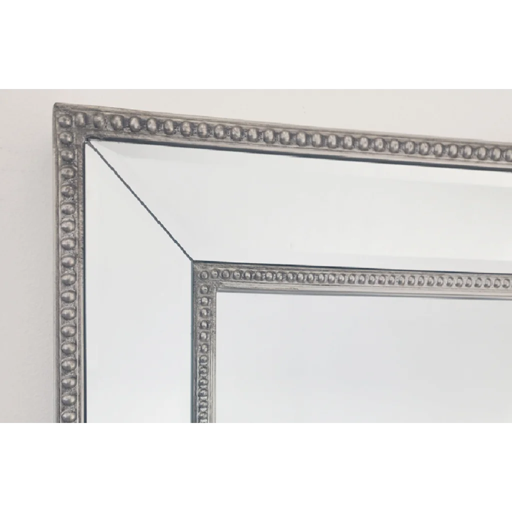 Silver Beaded Framed Mirror - X Large 190cm x 100cm - Home