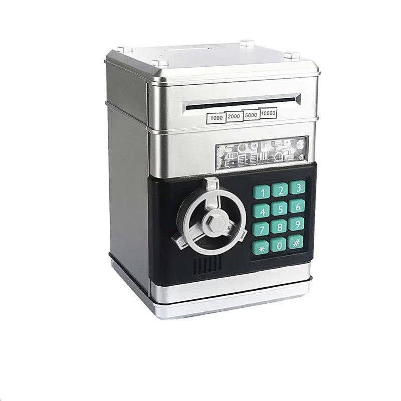 Silver Children’s Mini Safe Piggy Bank with Fingerprint
