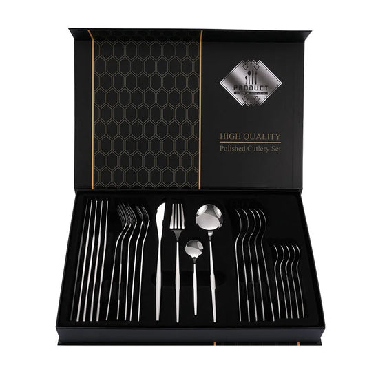 Silver Color Premium 24-Piece Stainless Steel Cutlery Set –