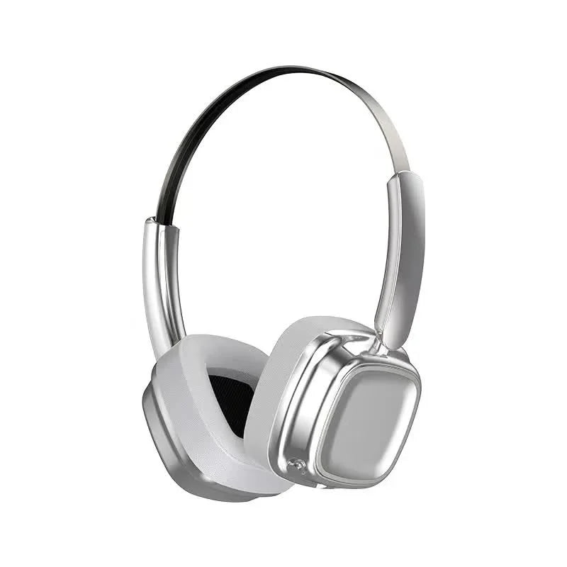 Silver Compact Retro Headphones - Wireless Bluetooth Deep