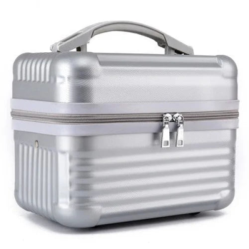 Silver Durable Hard Shell Makeup Travel Case - Large