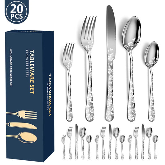 Silver Elegant 20-Piece Stainless Steel Cutlery Set