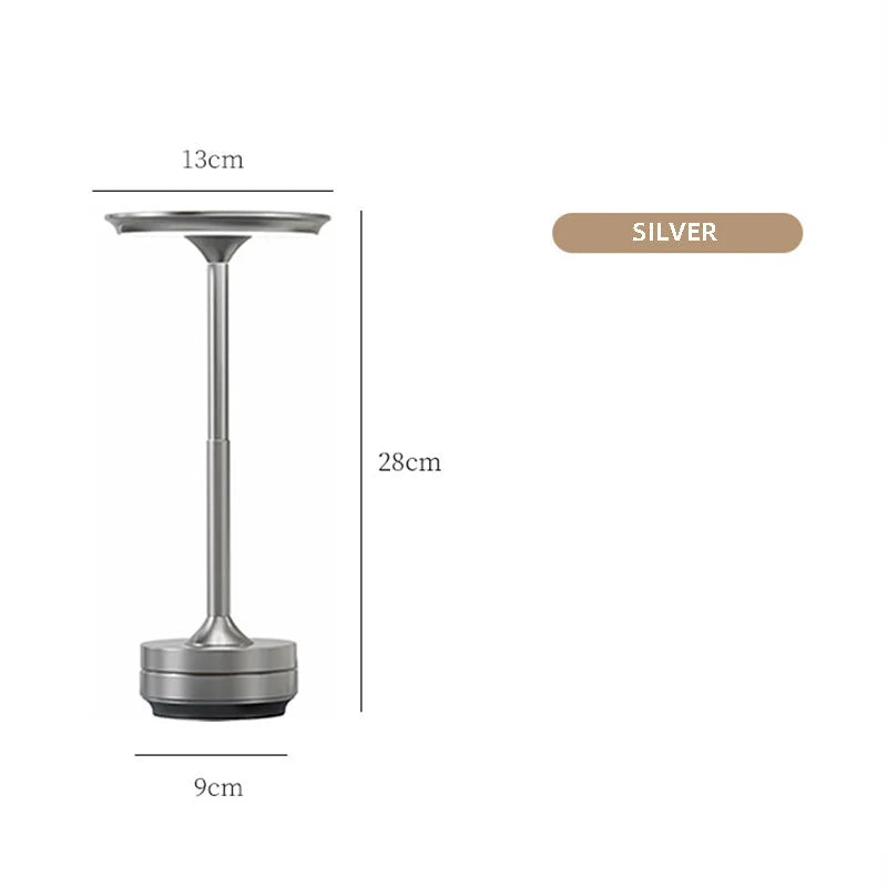 Silver Elegant Aluminum Alloy Rechargeable LED Touch Lamp