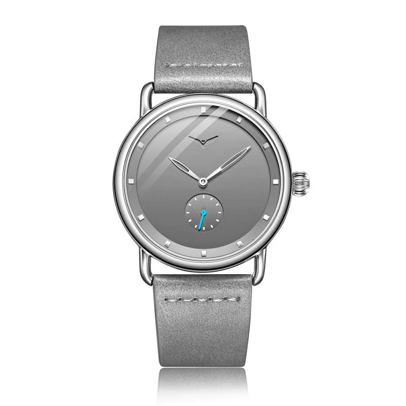 Silver Elegant Men s Watch with Leather Band