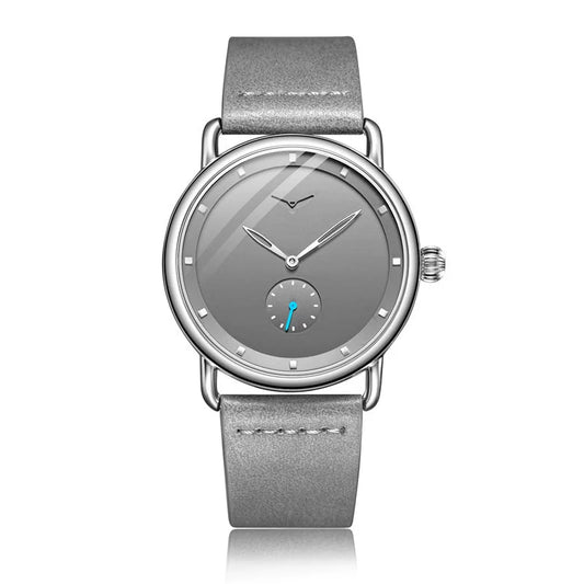 Silver Elegant Men s Watch with Leather Band