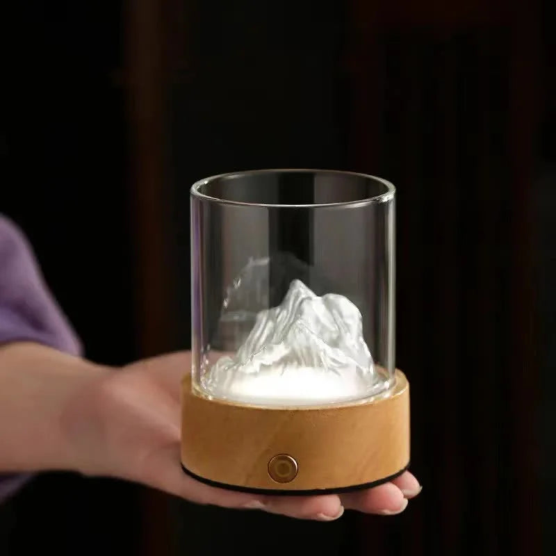 Silver Glass Mountain Ambient Night Light - USB