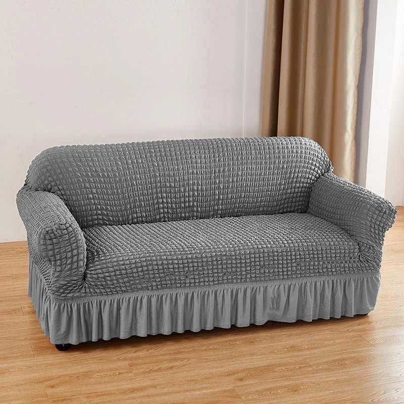 Silver-grey Single Sofa Bubble Gauze Sofa Cover with Skirt