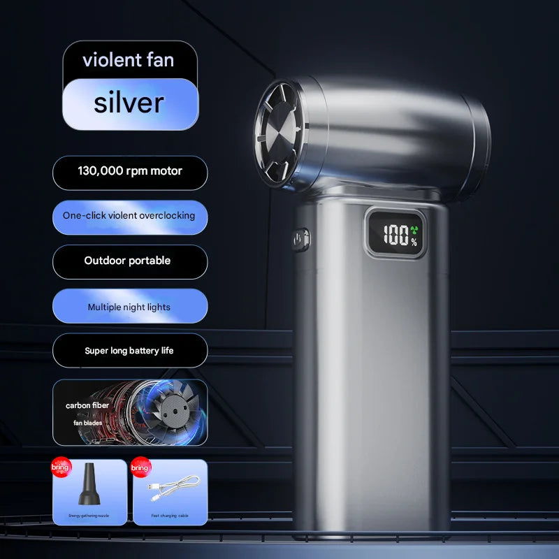 Silver Portable High-Speed Turbo Fan & Air Duster - 130,000