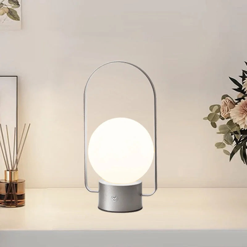 Silver Portable Rechargeable LED Lantern Lamp - Touch
