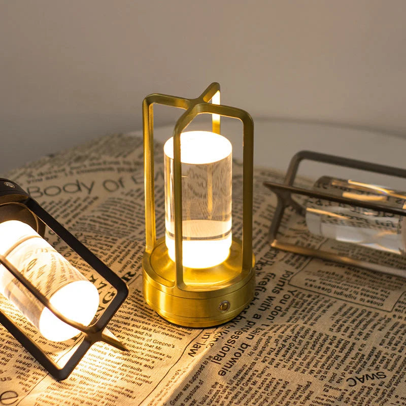 Silver Rechargeable Table Lamp - Touch Dimming 3-Color LED