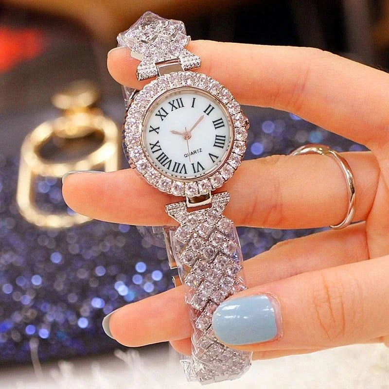 Silver Roman Diamond Women Quartz Watch - Fashion > Women’s