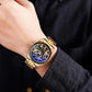 Silver Steel Band Automatic Skeleton Watch for Men