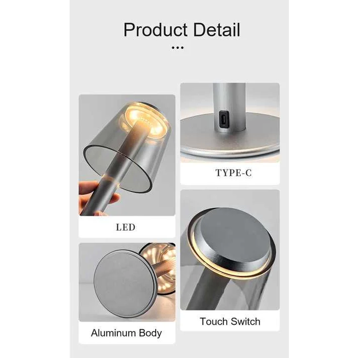 Silver Stylish Transparent Desk Lamp with Touch Control LED