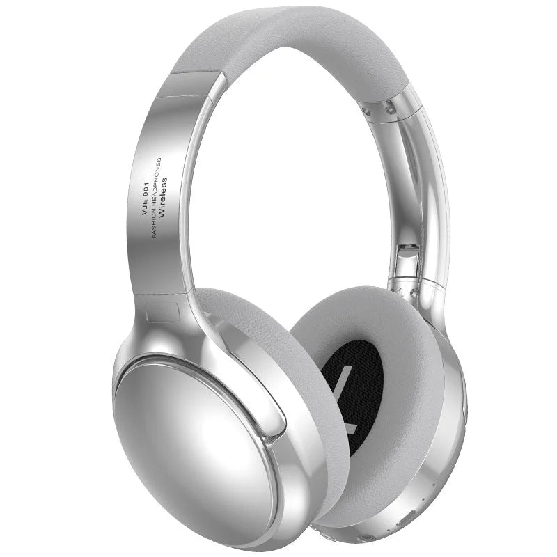 Silver Wireless Bluetooth Over Ear Headphones Active Noise Cancelling