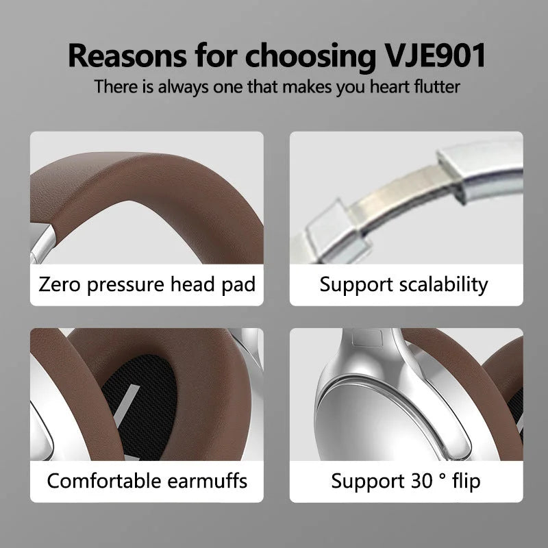 Bluetooth Over Ear Headphones Active Noise Cancelling Silver Wireless