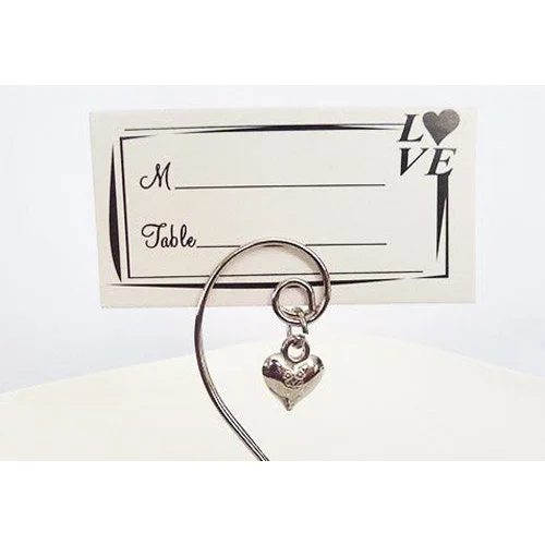 Silver Wedding Kissing Bell Name Card Stand Holder 10 Pack