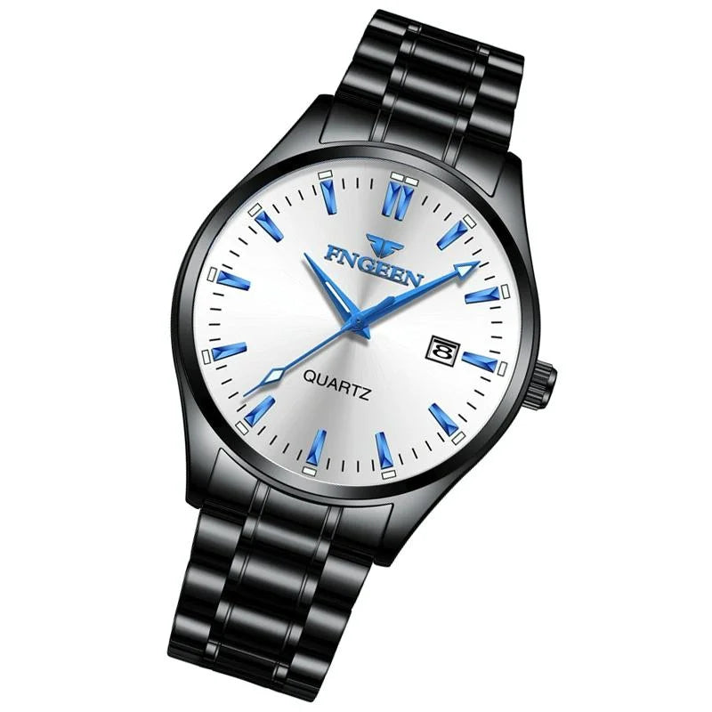Simple Luminous Quartz Watch for Men with Calendar - Black