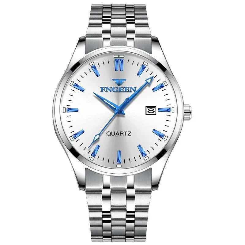 Simple Luminous Quartz Watch for Men with Calendar - Black