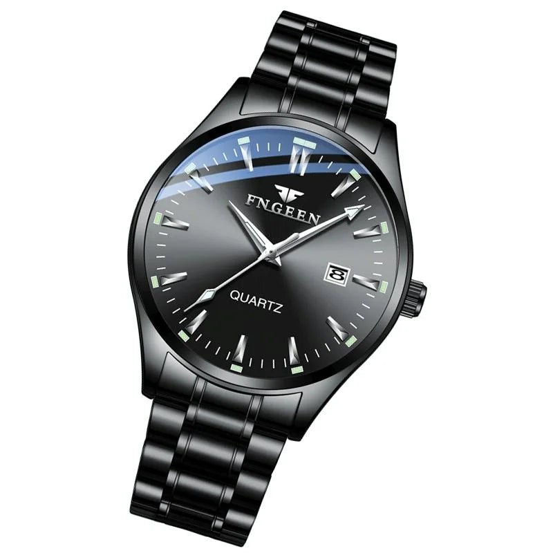 Simple Luminous Quartz Watch for Men with Calendar - White