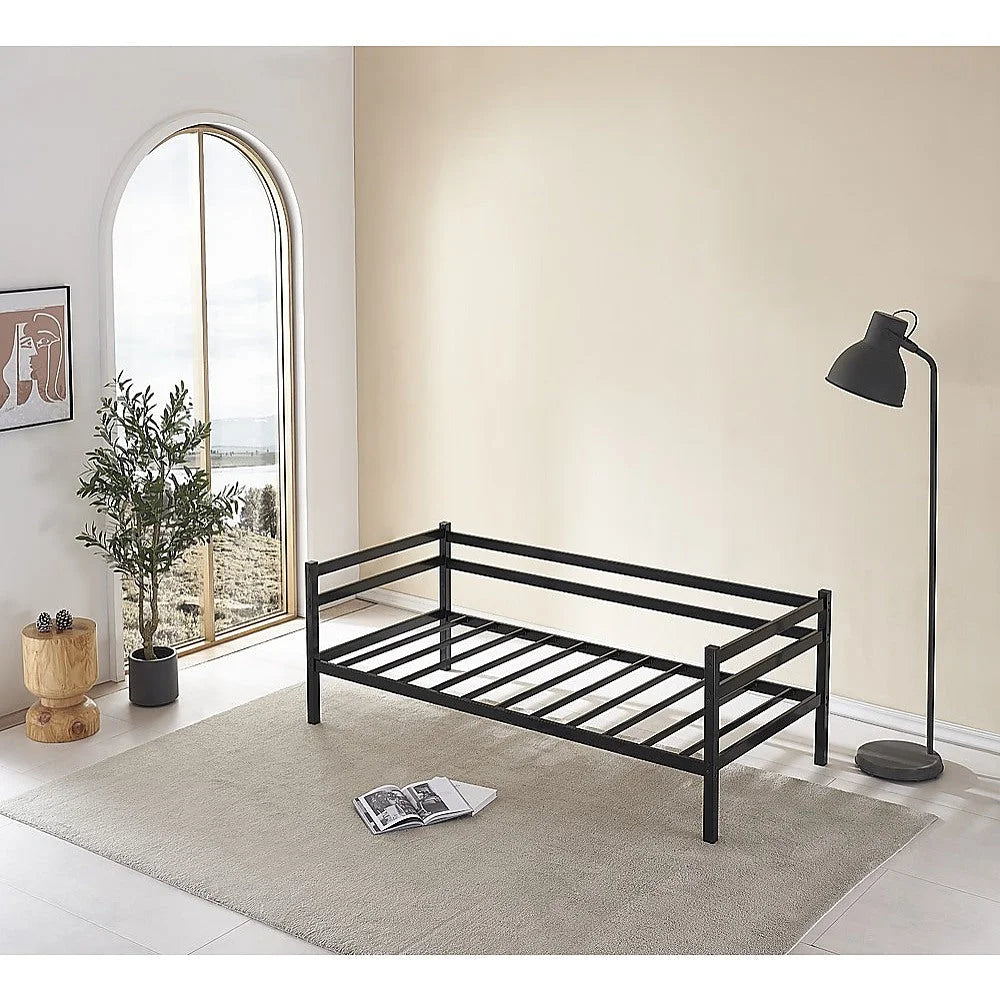 Single Daybed Metal Frame Sofa Premium Black Day Bed Steel
