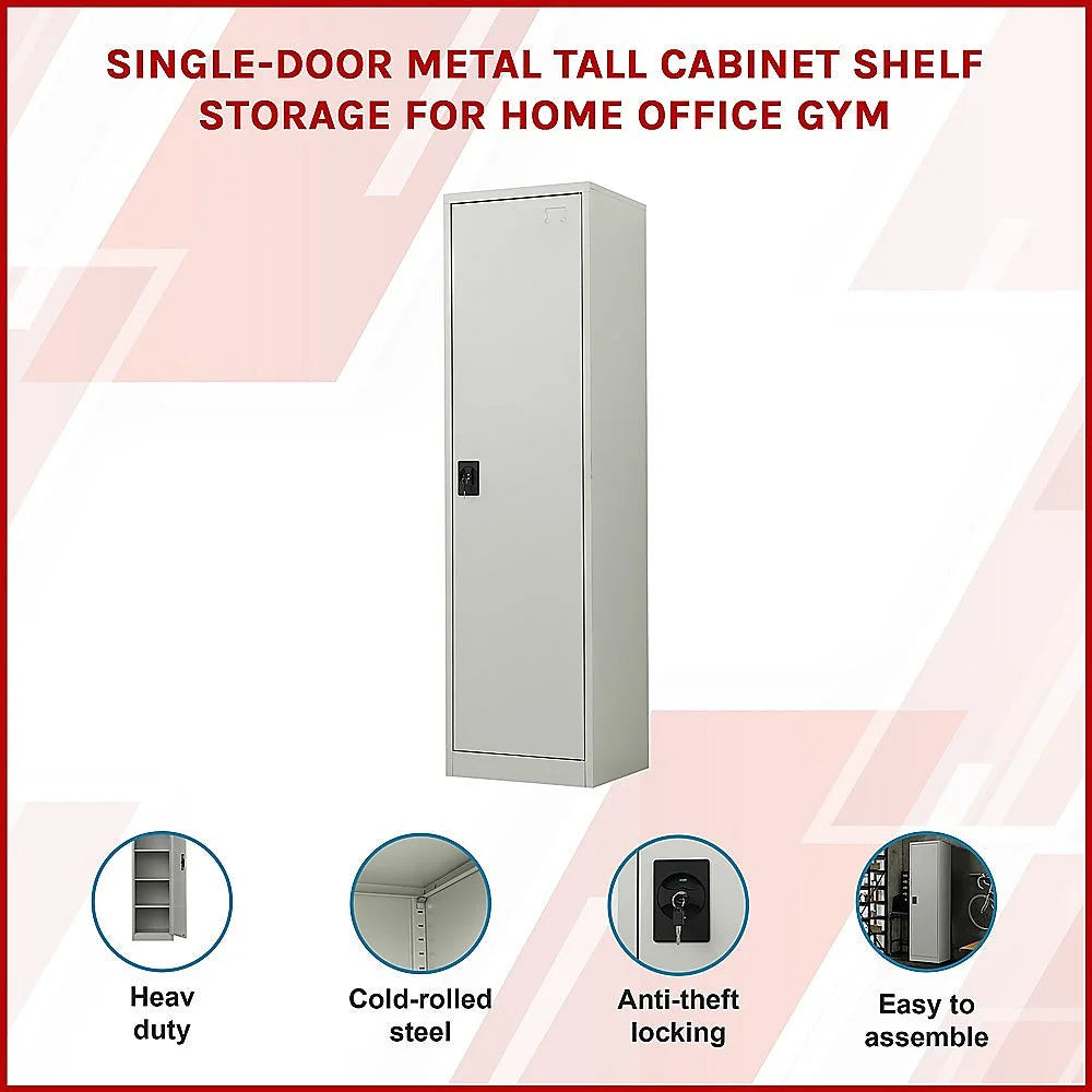 Single-Door Metal Tall Cabinet Shelf Storage for Home