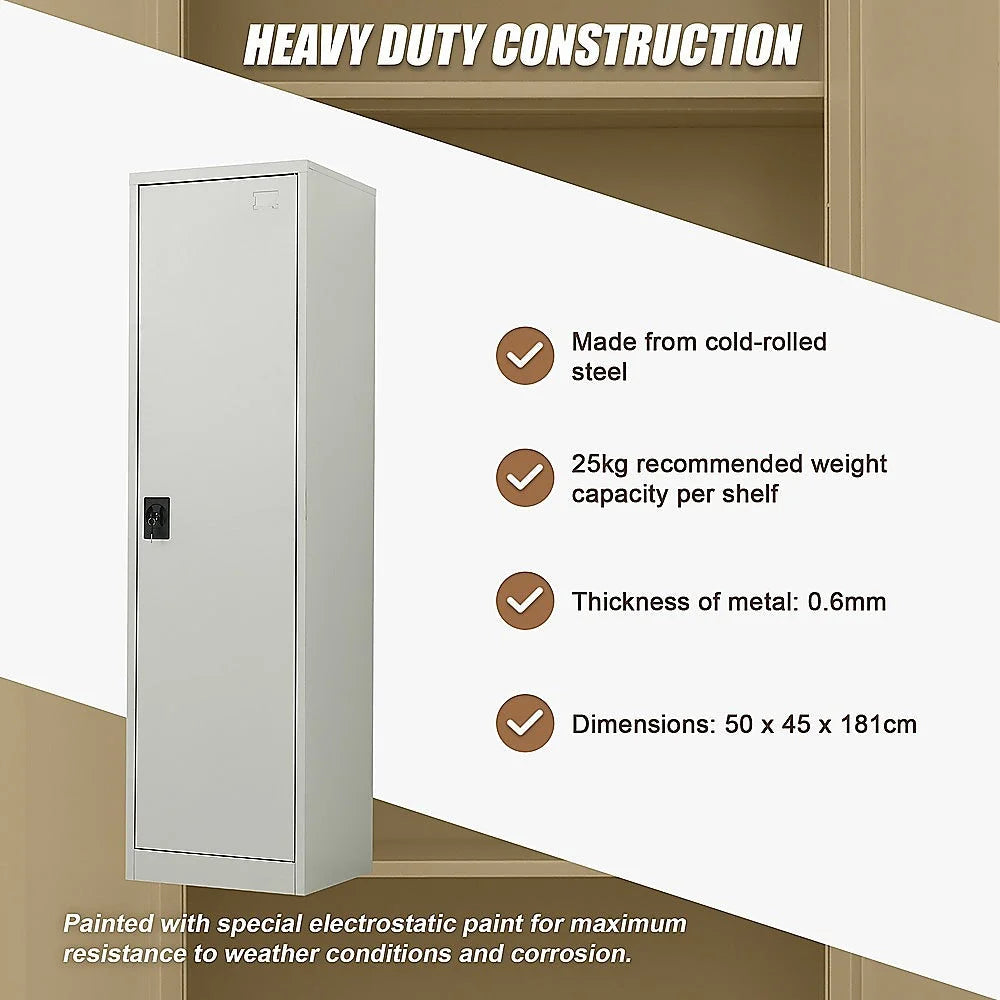 Single-Door Metal Tall Cabinet Shelf Storage for Home