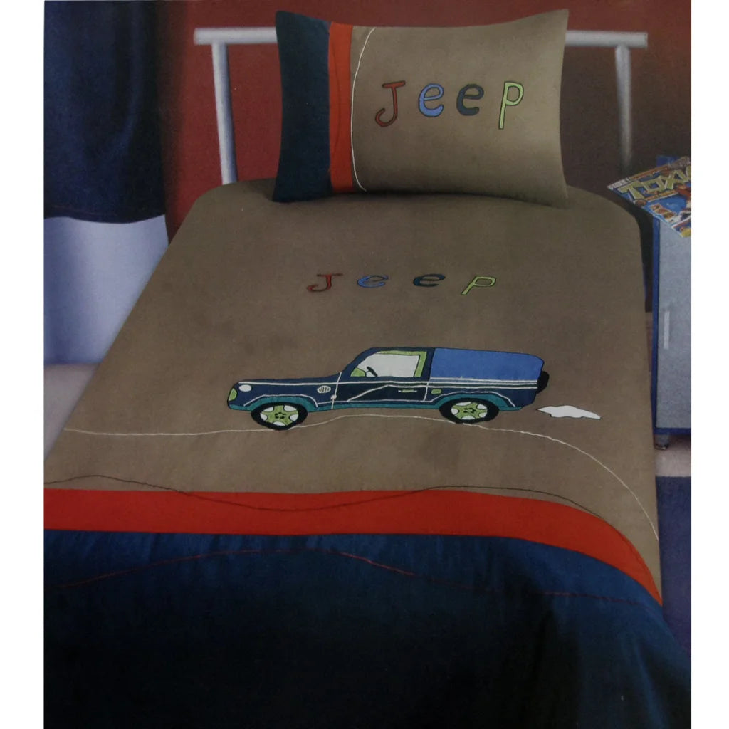 Single Embroidered Quilt Cover Set Jeep Wrangler - Home &