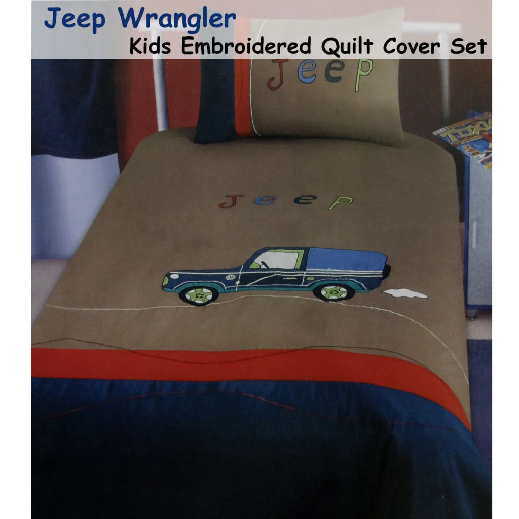 Single Embroidered Quilt Cover Set Jeep Wrangler - Home &