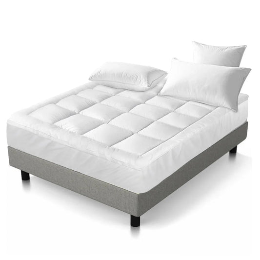 Single Mattress Topper 1000GSM Pillowtop Microfibre Protector bedding 354