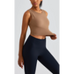 Size 8 Brown Fixed Cup Sports Bra with Cross-Back Design