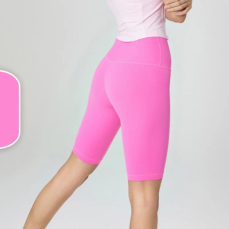 Size L Barbie Powder Seamless High-Waisted Yoga Shorts