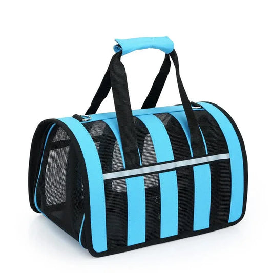Size L Black And Blue Foldable Pet Carrier Bag