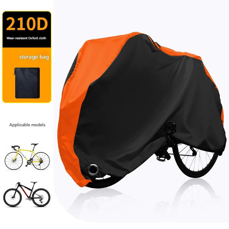 Size L Black And Orange All-Weather 210D Bicycle Cover