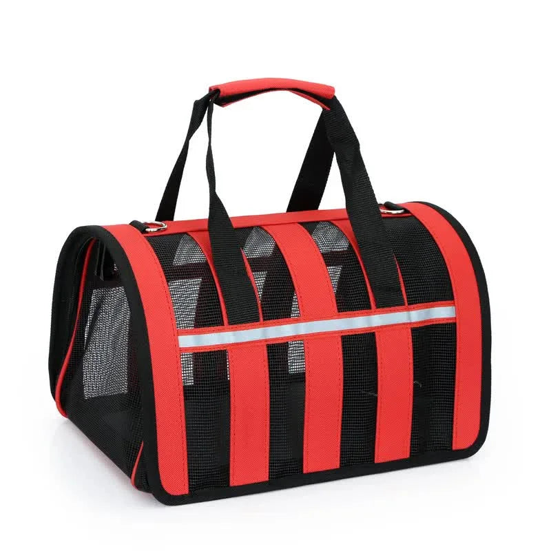 Size L Black and Red Foldable Pet Carrier Bag - Lightweight