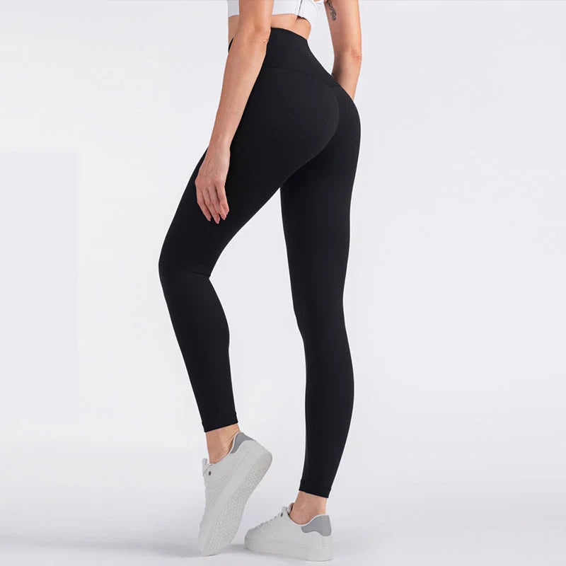 Size L Black High-Waisted Seamless Yoga Pants for Women