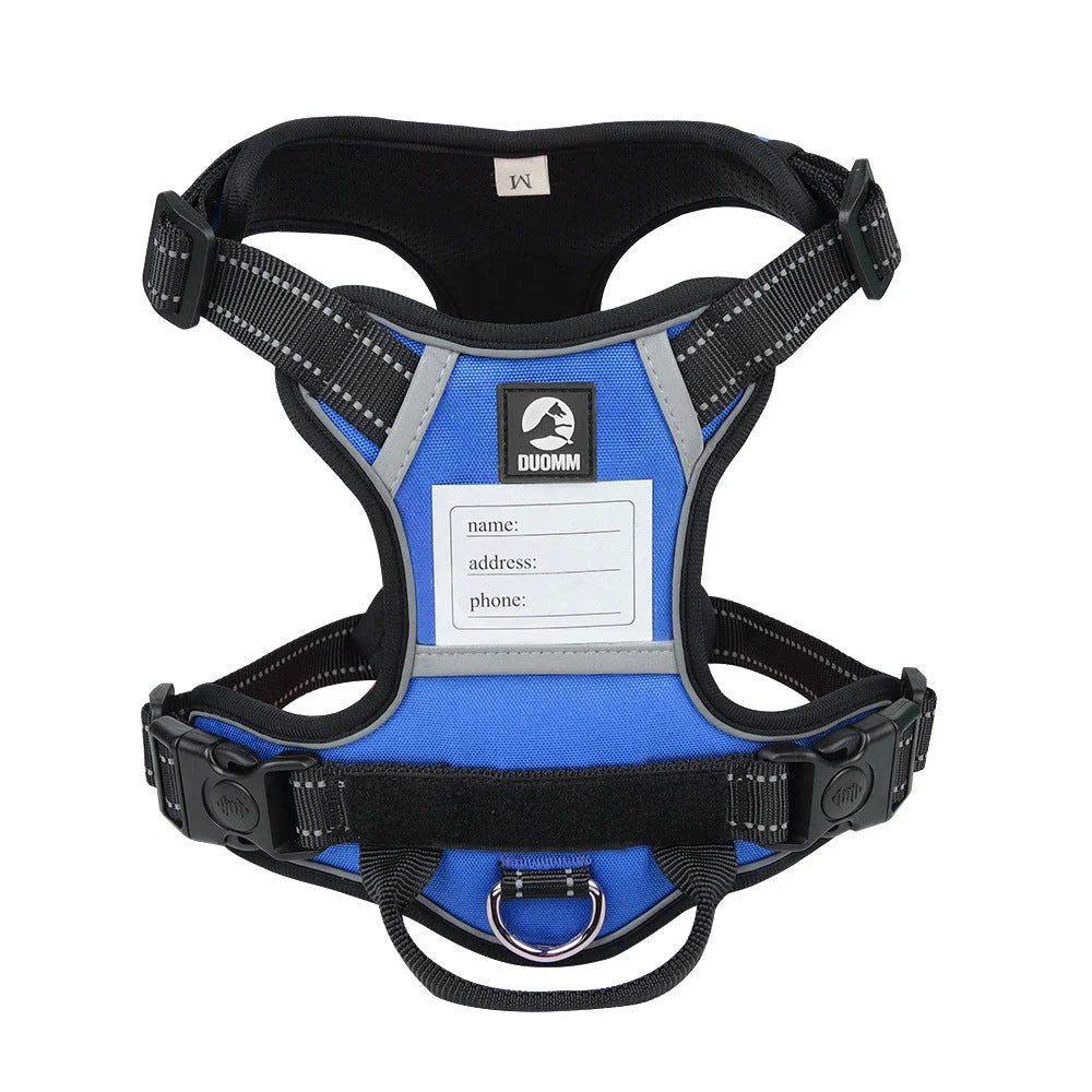 Size L Blue Reflective No-Pull Dog Harness - Adjustable &
