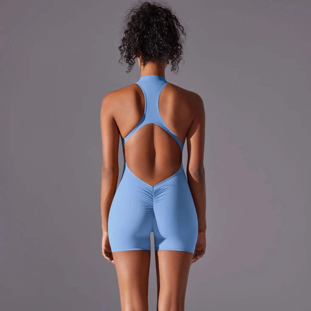 Size L Light Blue High-Impact Seamless Bodysuit - Nude Feel