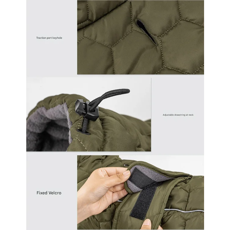 Size L Olive Green Warm Quilted Dog Winter Coat
