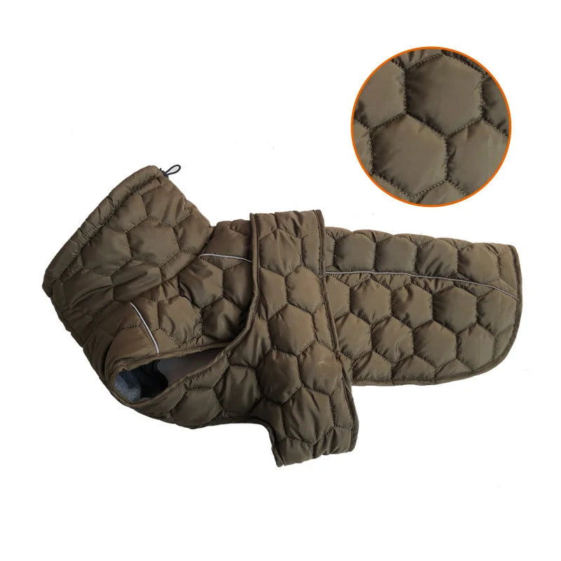 Size L Olive Green Warm Quilted Dog Winter Coat