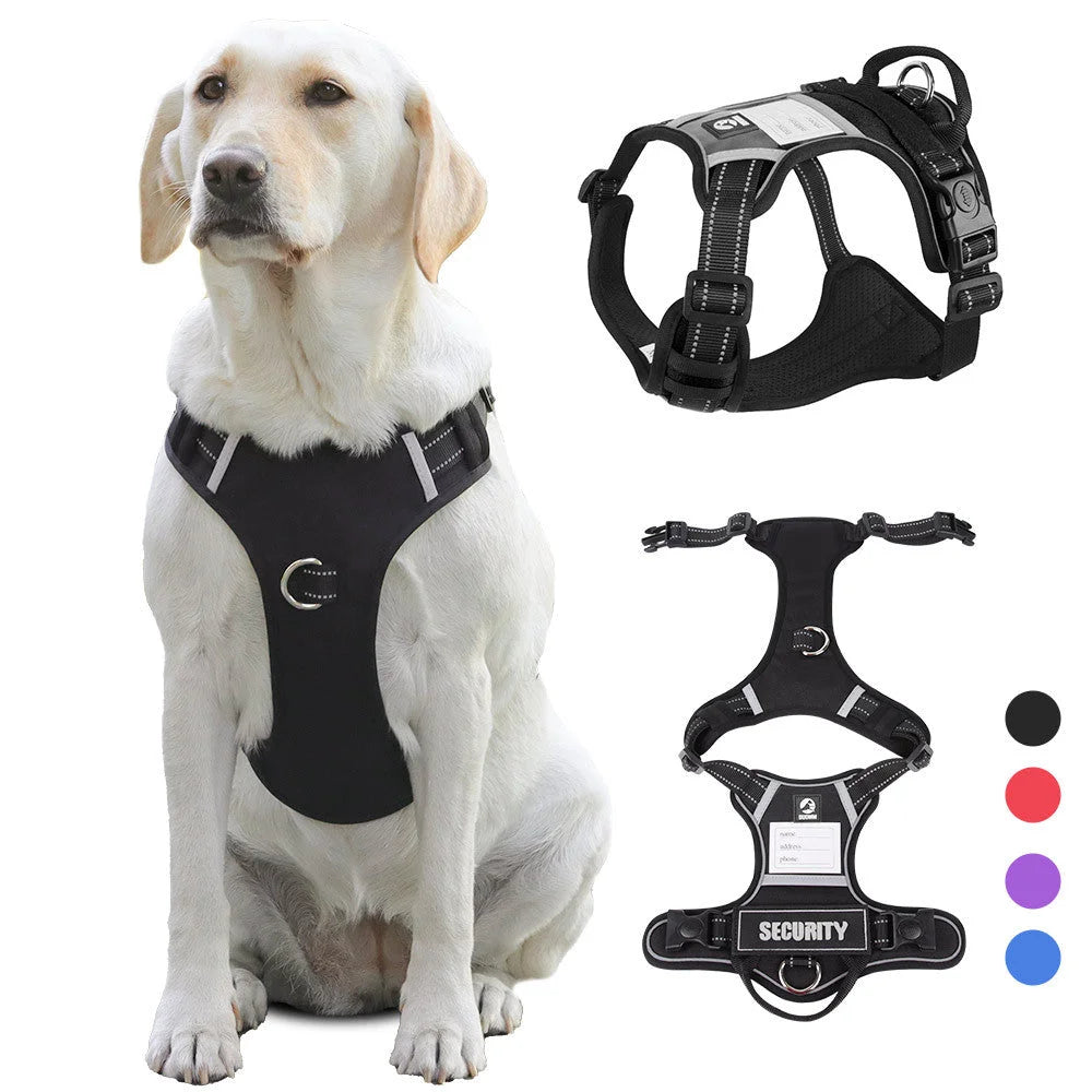 Size L Red Reflective No-Pull Dog Harness - Adjustable &