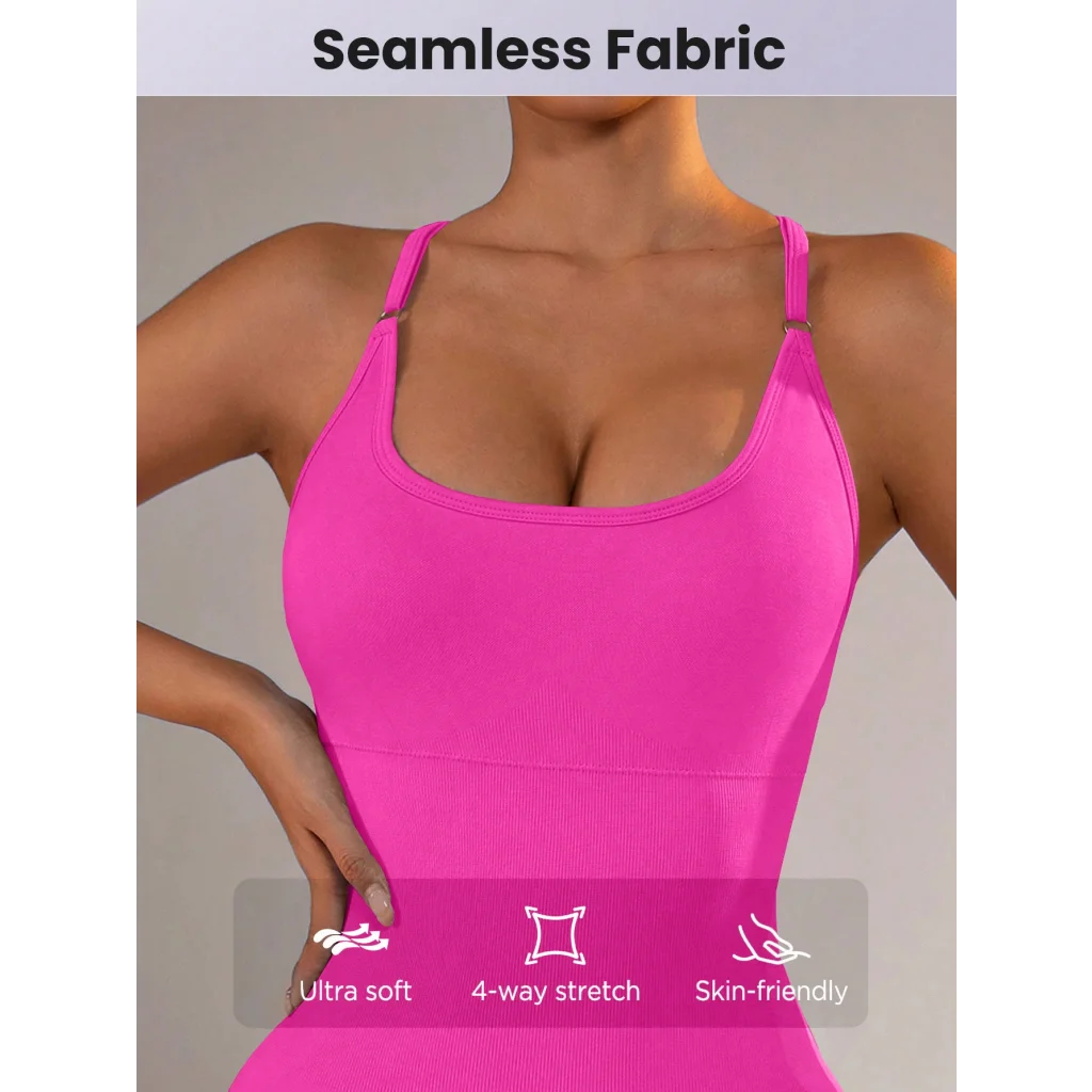 Size L Rose Red Grey Nylon Seamless Yoga Bodysuit - Women’s