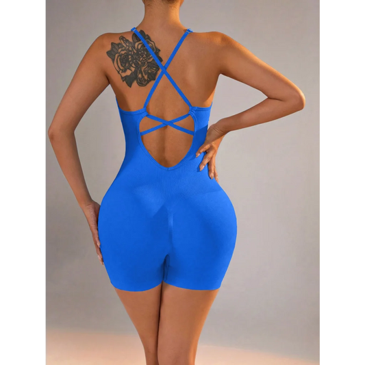 Size L Royal Blue Nylon Seamless Yoga Bodysuit - Women’s