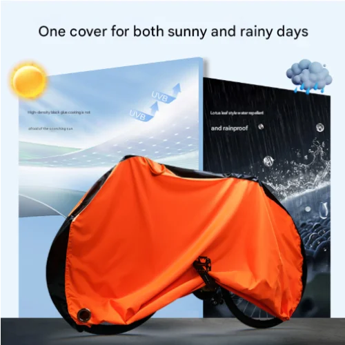 Size M Black And Orange All-Weather 210D Bicycle Cover